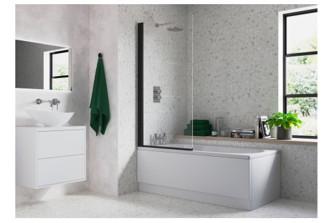 Single Straight Bath Screen - Black