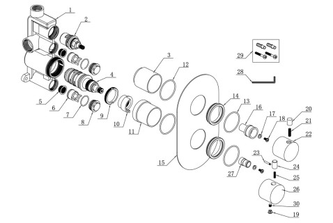 Onyx Thermostatic Single Outlet Twin Shower Valve