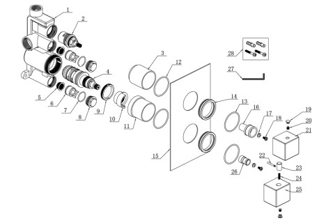 Peridot Thermostatic Single Outlet Twin Shower Valve