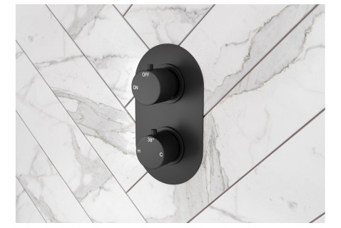 Single Outlet Twin Shower Valve - Matt Black