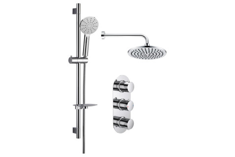 Onyx Shower Pack Four - Two Outlet Triple Shower Valve w/Riser & Overhead Kit