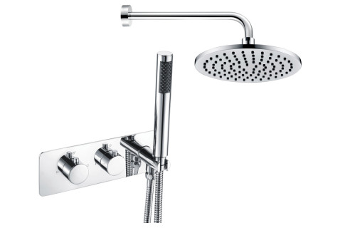 Topaz Shower Pack One - Two Outlet Twin Shower Valve w/Handset & ABS Overhead