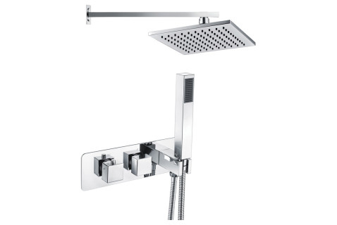 Moonstone Shower Pack One - Two Outlet Twin Shower Valve w/Handset & ABS Overhead