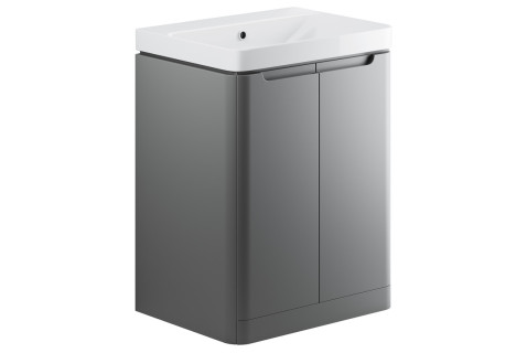 Cuba 600mm 2 Door Floor Standing Basin Unit - Matt Grey
