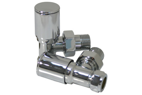 Patterned Chrome Radiator Valves - Angled