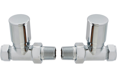 Patterned Chrome Radiator Valves - Straight