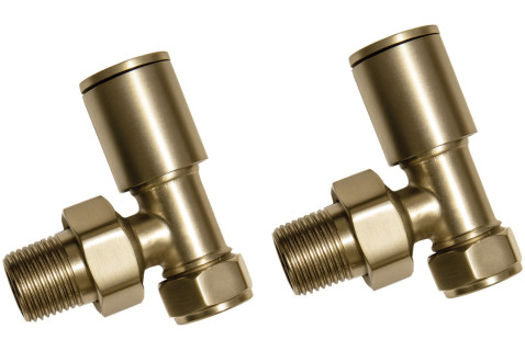 Brushed Brass Radiator Valves - Angled