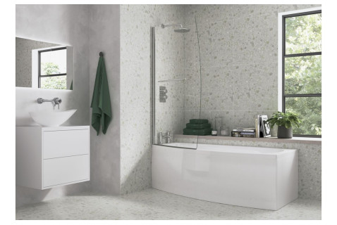 Space Saver Bath Screen - Chrome