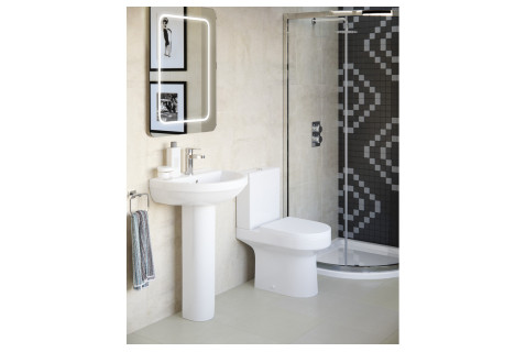 Cadiz Close Coupled Open Back Comfort Height WC & Soft Close Seat
