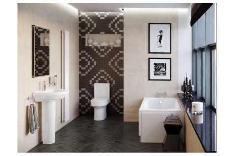 Cadiz Close Coupled Open Back Comfort Height WC & Soft Close Seat