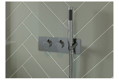 Topaz Shower Pack Two - Two Outlet Twin Shower Valve w/Handset & Brass Overhead