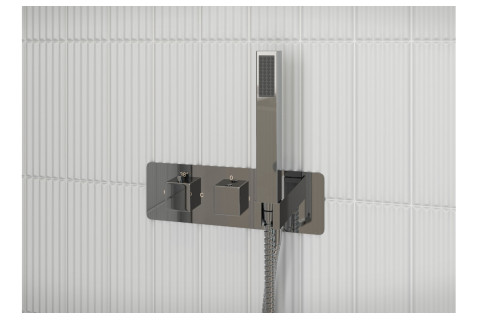 Moonstone Shower Pack One - Two Outlet Twin Shower Valve w/Handset & ABS Overhead