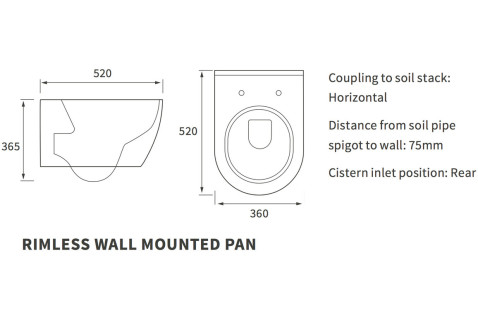 Valencia Rimless Wall Hung WC & Soft Close Seat