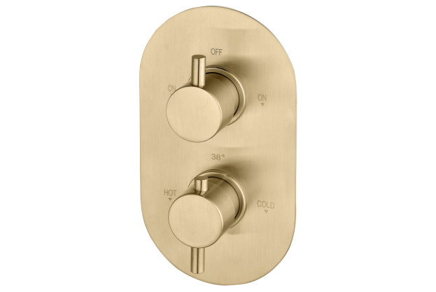 Two Outlet Shower Valve - Brushed Brass