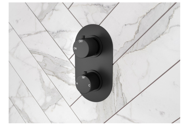 Single Outlet Twin Shower Valve - Matt Black