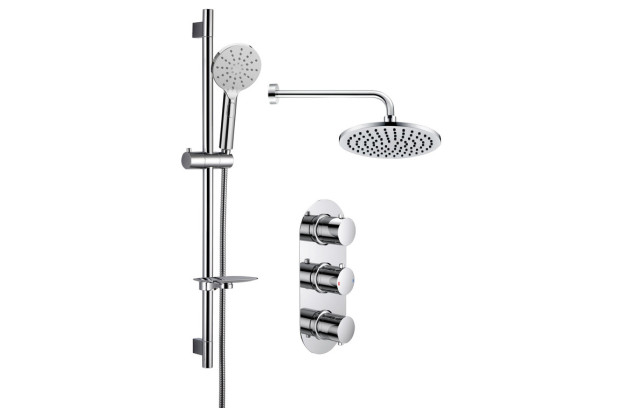 Onyx Shower Pack Four - Two Outlet Triple Shower Valve w/Riser & Overhead Kit