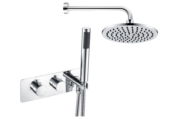 Topaz Shower Pack One - Two Outlet Twin Shower Valve w/Handset & ABS Overhead