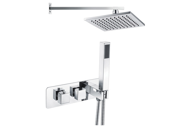 Moonstone Shower Pack One - Two Outlet Twin Shower Valve w/Handset & ABS Overhead