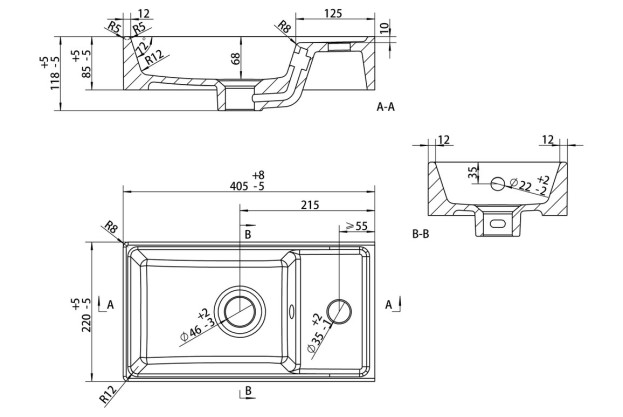 Boxed 410mm Floor Standing 1 Door Basin Unit & Basin - White Gloss