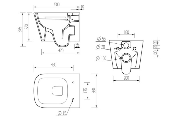 Ronda Rimless Wall Hung WC & Soft Close Seat