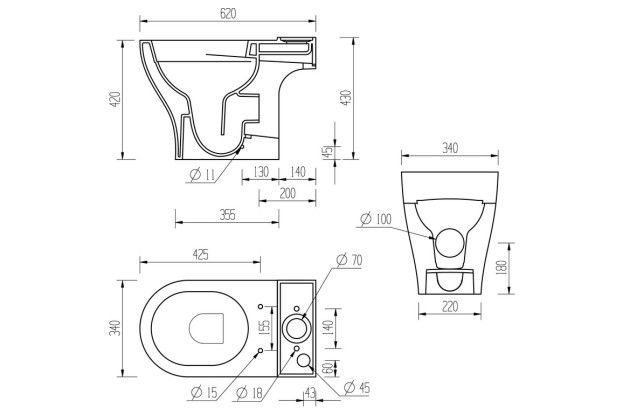 Palma Rimless Short Projection Close Coupled Part Shrouded WC & Soft Close Seat