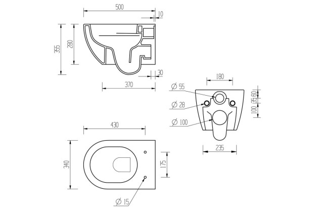 Palma Rimless Wall Hung WC & Soft Close Seat