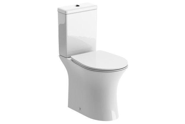 Tarragona Rimless Close Coupled Open Back WC & Soft Close Seat