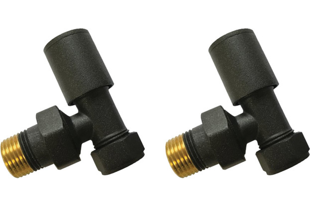 Patterned Anthracite Radiator Valves - Angled
