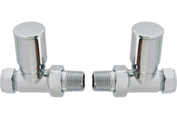 Patterned Chrome Radiator Valves - Straight