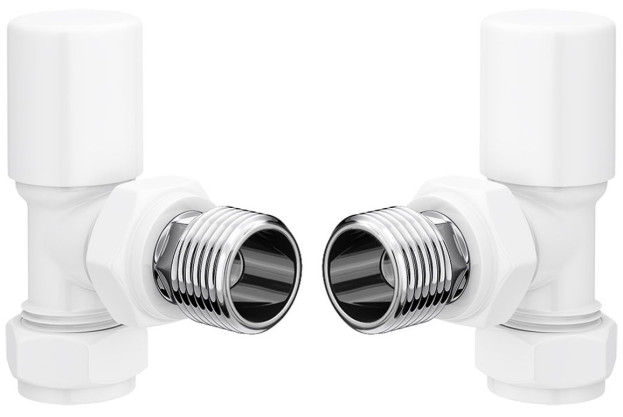 Patterned White Radiator Valves - Angled