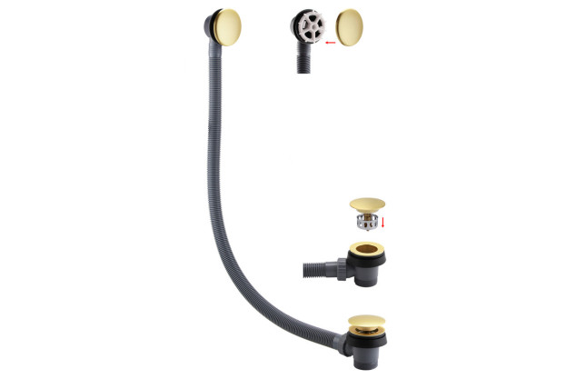 Sprung Bath Waste & Overflow - Brushed Brass
