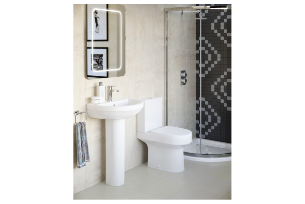 Cadiz Close Coupled Open Back Comfort Height WC & Soft Close Seat