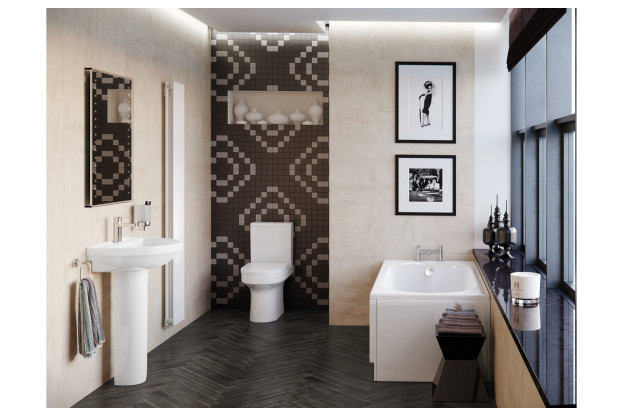 Cadiz Close Coupled Open Back Comfort Height WC & Soft Close Seat