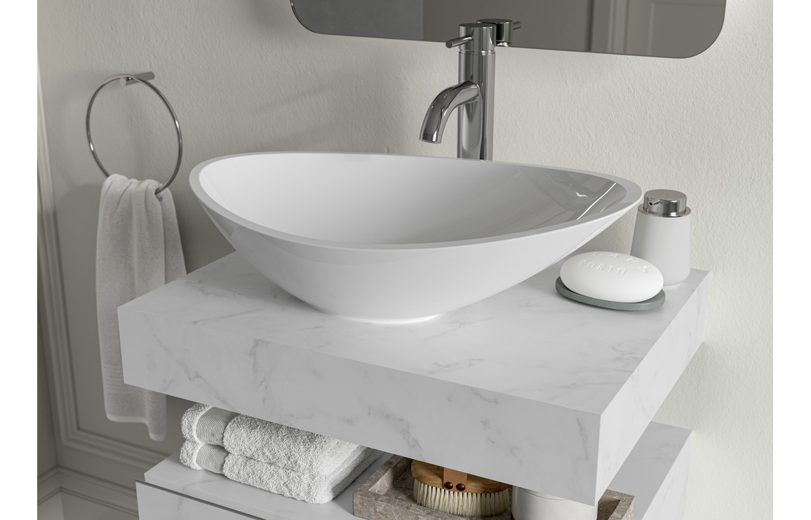 Venitia 600mm Wall Hung Basin Shelf White Marble