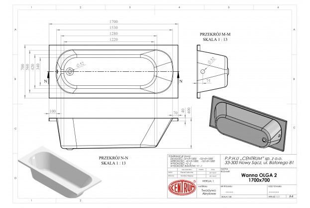 1700 x 700 Galakta Straight Bath 3