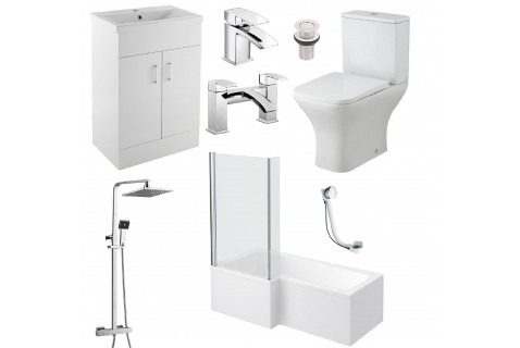 1700 Lshape Showerbath, Panel & Screen 1