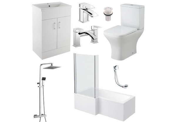 1700 Lshape Showerbath, Panel & Screen 1