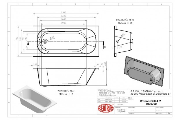 1500 x 700 Galakta Straight Bath 3
